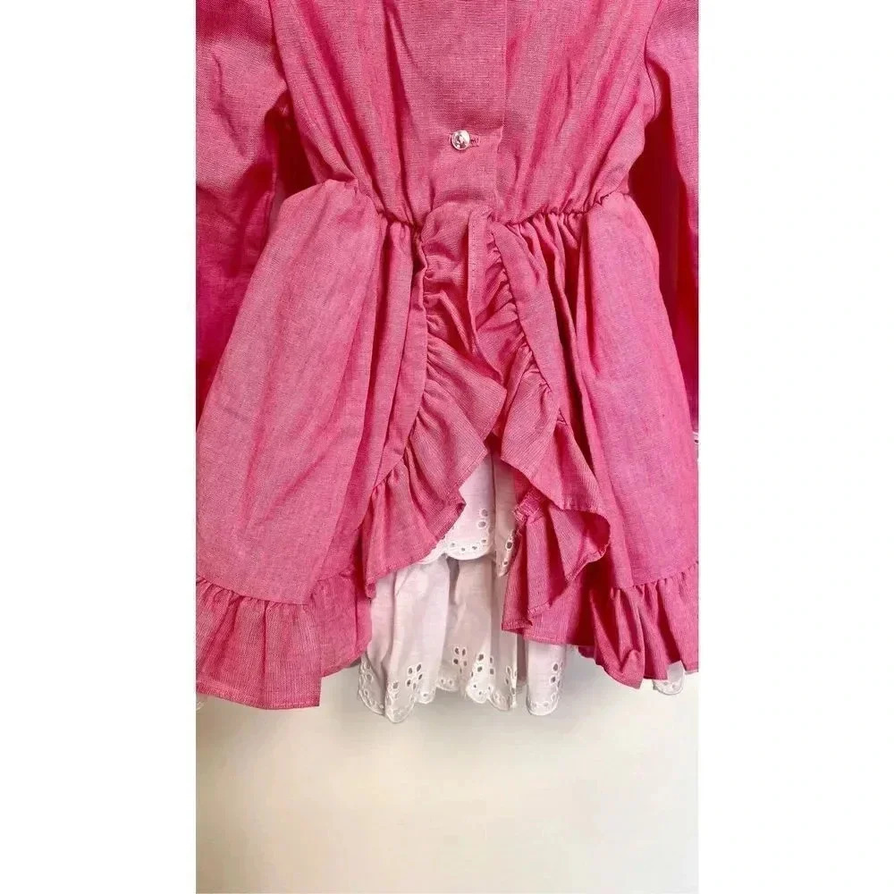 Vintage 80s Nannette Little Girls 4T Pink Easter Church Tutu Lace Dress - Picture 7 of 13